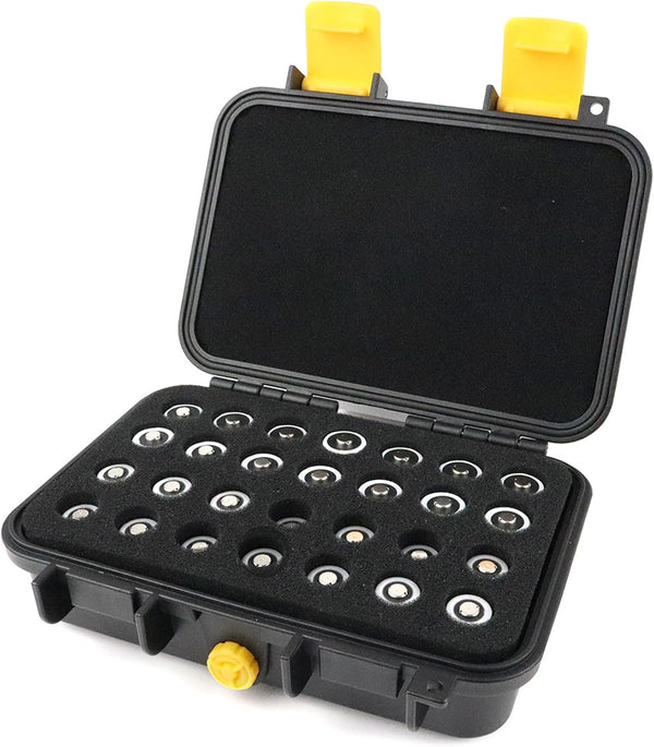 CR2 CR123A Lithium Battery Organizer Case, 28 Slots, Waterproof Hard Case for CR17345/CR16340/CR18350, Explosionproof