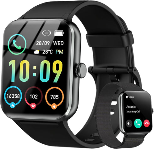 IOWODO Smart Watch, 1.85" Fitness Tracker for Men Women, 100+ Sport Modes, IP68 Waterproof, Heart Rate Monitor