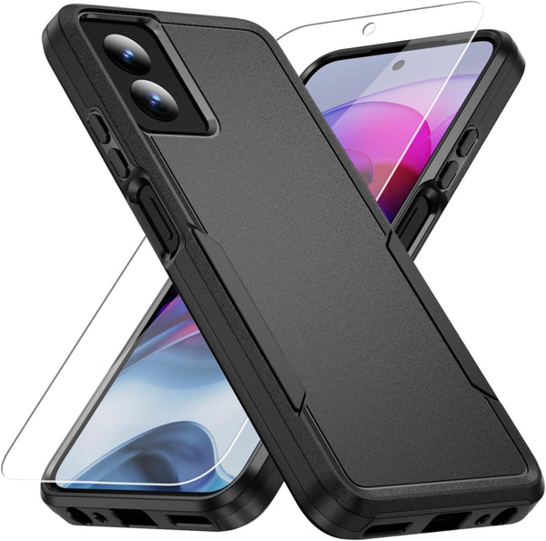 Heavy-Duty Rugged Case for Moto G Power 5G 2024, Military Grade Drop Tested with Screen Protector - Black