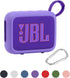 co2CREA Silicone Cover Case for JBL Go 4 Waterproof Bluetooth Speaker, Portable Travel Case with Carabiner (Purple Case)