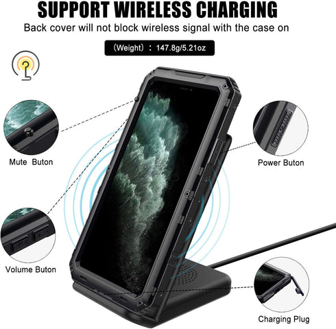 Mitywah Waterproof Case for iPhone 11 Pro Max, Heavy Duty Military Grade Metal Case with Built-in Screen Protection,
