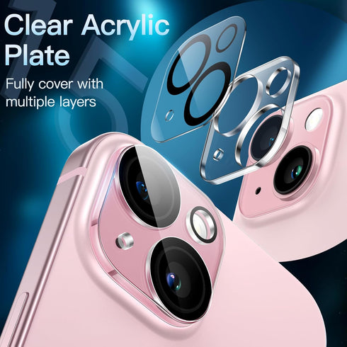 JETech 9H Tempered Glass Camera Lens Protector for iPhone 15 (6.1") & 15 Plus (6.7") - Anti-Scratch, HD Clear, 3-Pack