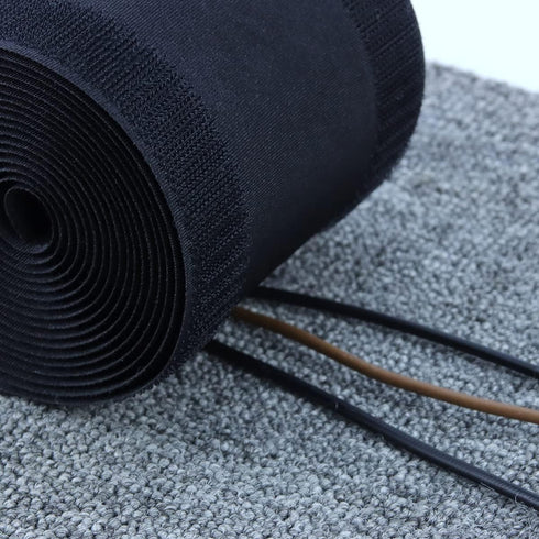 2 Pcs Black Floor Cord Cover for Office Carpet Wire Management, Under Desk Cable Grip Strip (3.9 Width X 10 Length)