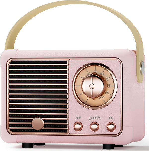 Caulikine Retro Bluetooth Speakers Birthday Gifts for Girls Small Cute Pink Portable Wireless