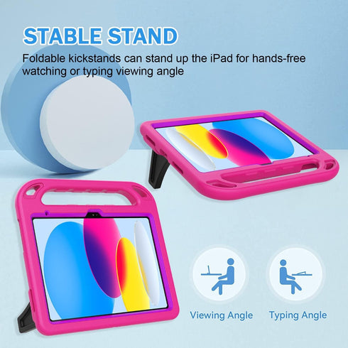 BMOUO Kids Case for iPad 10th Generation 10.9 inch 2022, Shockproof with Built-in Screen Protector, Convertible Handle