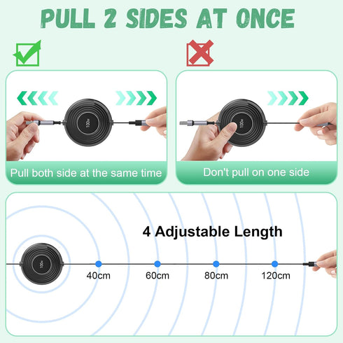100W Retractable Multi 5-in-1 Charger Cable, USB A/Type C to Lightning, Super Fast Charging for iWatch/iPhone/iPad?4FT?