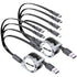 Multi Charging Cable 2Pack 4Ft - Retractable 4 in 1 Fast Charger for Cell Phones, Tablets, IP, Samsung Galaxy & More.
