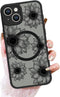 OOK Phone Case for iPhone 13, Black Frosted Shockproof Cover with Cute Sunflower Floral Blooms Design, Compatible with
