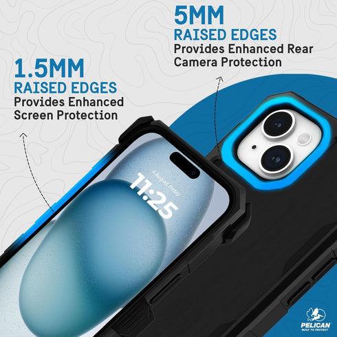 Pelican Shield Brushed Aluminum Case for iPhone 15, 6.1" Compatible with MagSafe, 21ft Military Grade Drop Protection