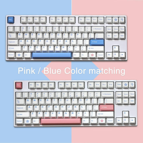 PBT Cherry Profile White Keycaps for Mechanical Keyboards, 153 Key Dye Sub MX Stem Key Caps Set for 60/65/75 Percent