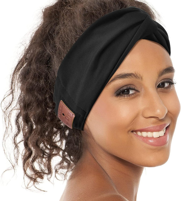 Bluetooth Headband Headphones for Women, Wireless Headband with HD Speakers, Fashion Black Design for Yoga, Workout,