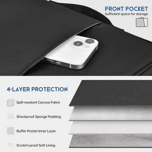 12.9-13 inch iPad Pro Case, Padded Travel Sleeve for 2024 iPad Pro 13-in M4 & iPad Air 13-in M2, Water-Resistant Black