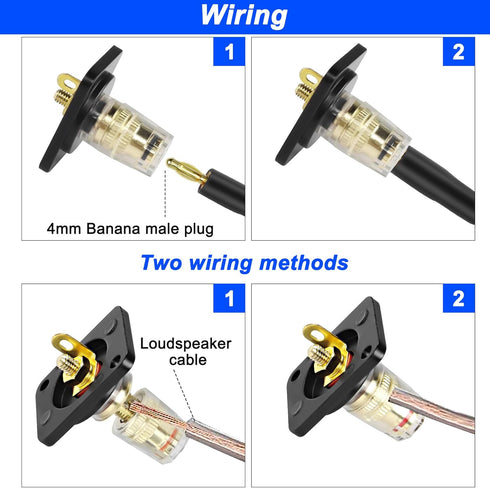XMSJSIY D-type Speaker Box Terminal Binding Post Panel Mount 4mm Banana Plug Socket Connector for Amplifier Subwoofer