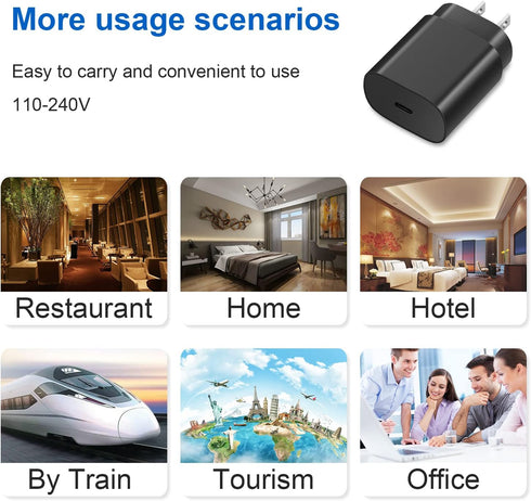 Type C Charger Fast Charging for Samsung, 25W USB C Charger Block with 6Ft Type C to C Cable (Black)