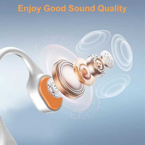 IP68 Swimming 32GB MP3 Swimming/Surfing/Marathon/Cycling((Beige Bone Conduction Bluetooth Headphones-SurfAudio