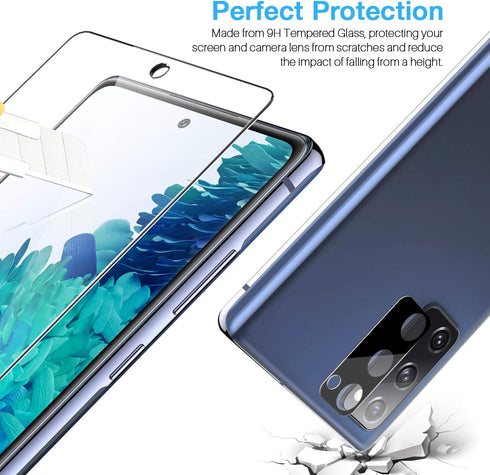 Samsung Galaxy S20 FE 5G Screen Protector 3 Pack + Camera Lens Protectors, 9H Tempered Glass, Easy Install [Not for