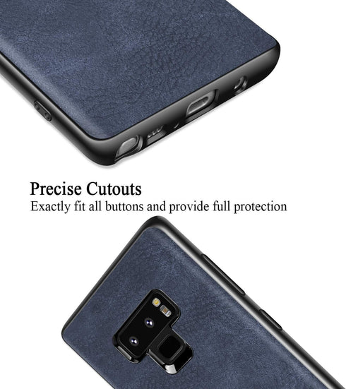 SALAWAT Compatible Galaxy Note 9 Case Slim PU Leather Vintage Shockproof Cover, Lightweight TPU Bumper (Blue)