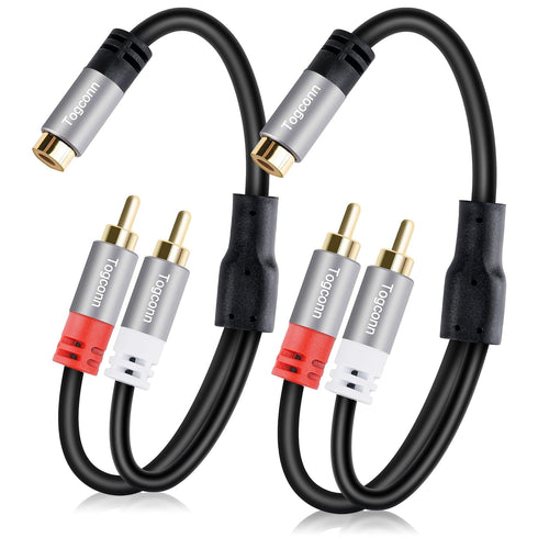 RCA Splitter Y-RCA Cable, 1 RCA Female to 2 RCA Male Audio Speaker Y Adapter, 0.6 Feet (2 Pack)