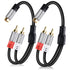 RCA Splitter Y-RCA Cable, 1 RCA Female to 2 RCA Male Audio Speaker Y Adapter, 0.6 Feet (2 Pack)