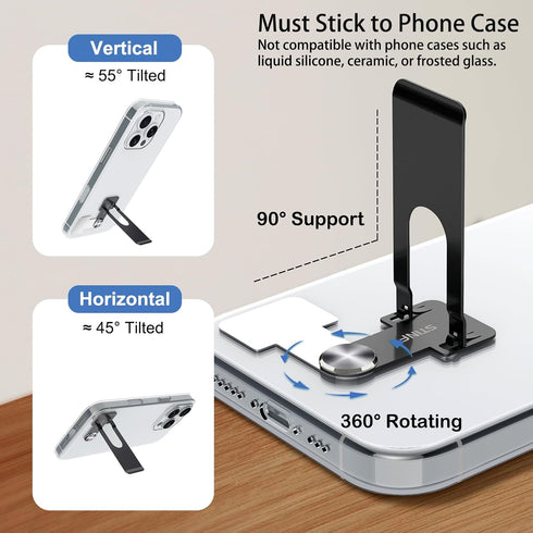 Stinfy 1-Pack) Phone Slim Stand Thin Kickstand, Ultra Thin Vertical Horizontal Universal Steel Metal Stable Mount