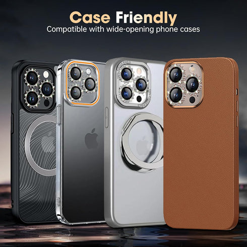 Xfilm for iPhone 16 Pro/16 Pro Max Camera Lens Protector, Stylish Diamond Ring Design, Scratchproof Protector