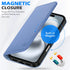 SHIELDON 16 6.1", 16 5G 2024 Wallet Case for iPhone Genuine Leather Folio Magnetic Kickstand RFID Blocking Credit Card