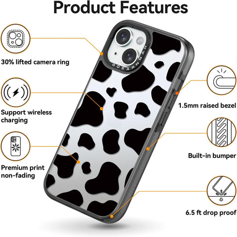 Rosarnnah 15 6.6 15 6.1" Compatible for iPhone Case Cute - Durable Shockproof ft Drop Impact Phone Case - Black Funny