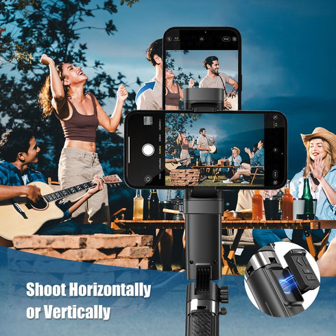Mesenymm 360 Smartphone Gimbal Stabilizer with Remote Control, Selfie Stick & Tripod, One-Touch Horizontal/Vertical
