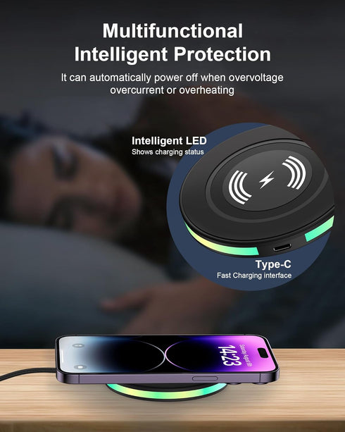 2 Pack 15W Wireless Charging Pad for Google Pixel 8/8 Pro, QI Wireless Charger Station for Android, Samsung Galaxy,