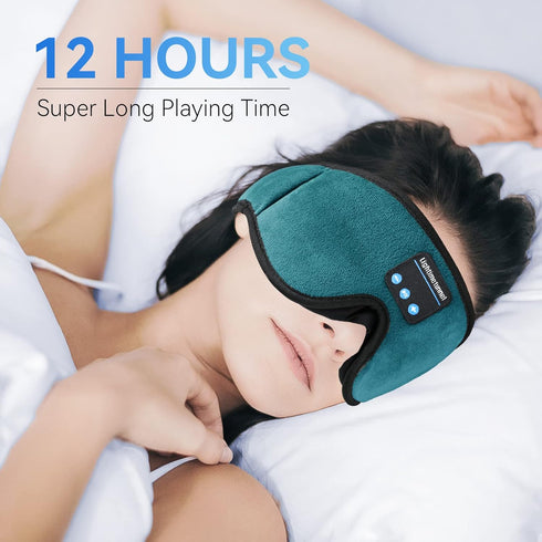 Sleep Headphones, 3D Bluetooth Sleep Mask, Washable with Ultra Thin Stereo Speakers, Microphone for Insomnia Travel