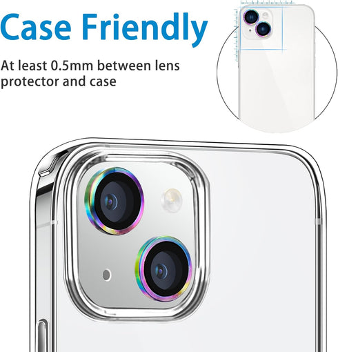 iPhone 15 & 15 Plus Camera Lens Protector - 9H Tempered Glass, Shockproof Metal Ring, Anti-Scratch - 2 Pcs Colorful
