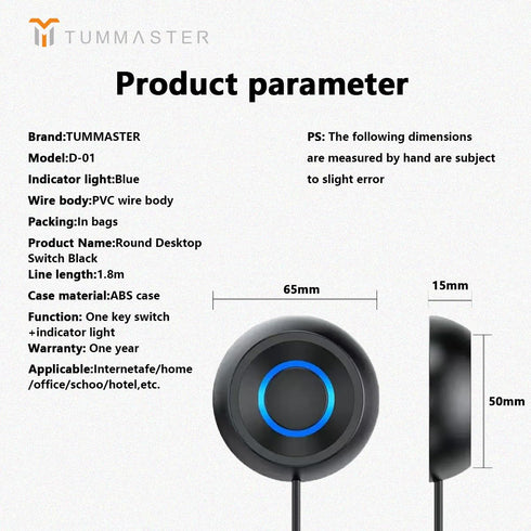 Generic 1.8m TUMASTER PC Power Button Desktop PC Computer Case Power Switch On Off Key HDD Push Computer Host Button