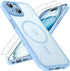 TOCOL 3 in 1 Magnetic Case for iPhone 15 - Full Camera Protection, 15FT Military Grade Protection, Light Blue