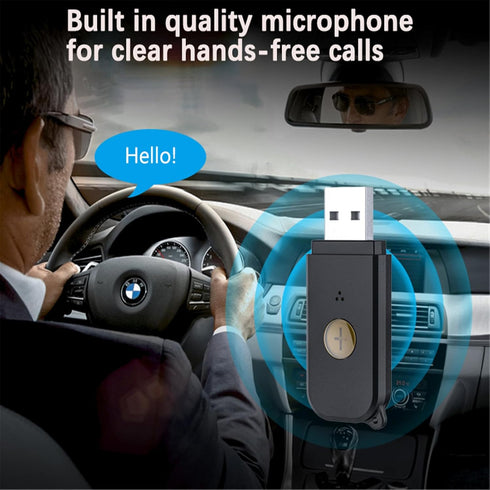 USB Bluetooth Receiver, Bluetooth 5.0 Wireless Audio Adapter, 3.5mm Aux Adapter, Handsfree Car Kit Music Receiver for