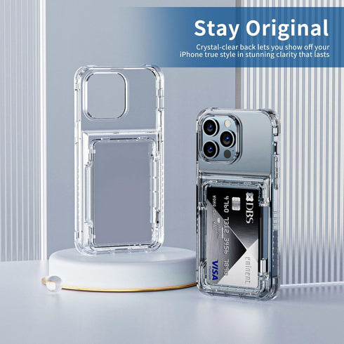 iPhone 13 Pro Max Clear Wallet Case - Heavy Duty, Shockproof, Anti-Scratch, Anti-Yellow, with Credit Card Holder, 6.7"