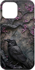 Gothic Raven iPhone 13 Pro Max Case - Dark Style Purple Floral Tree Flowers PC Cover