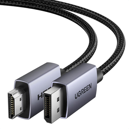 4K 1080P@120Hz, 1.2 1.4 6.6FT UGREEN DisplayPort to HDMI Cable Active DP to HDMI Cord Alu Braided, Unidirectional Cable