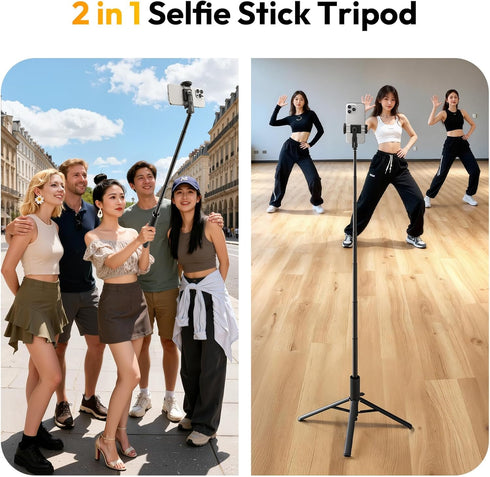 ULANZI MT86 60" AutoOpen Phone Tripod Stand with Bluetooth Remote Adjustable Automatic Selfie Stick & Cold Shoe
