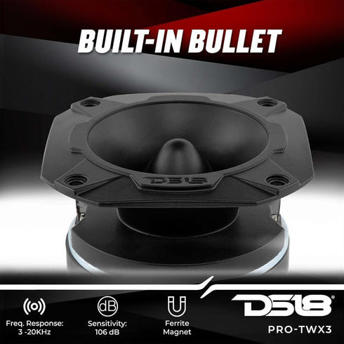 DS18 PRO-TWX3 4" Super Bullet Tweeter, 480 Watts, 1.5" Aluminum, 4-Ohm Vc - Best in Car Audio Market (1 Speaker)