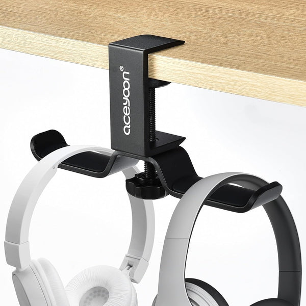 aceyoon Headphone Stand, Under Desk Hanger, Dual Headset Holder, Table Hook for Bag/Backpack/Gaming Headphone, 360