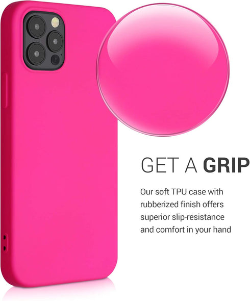 kwmobile Case for Apple iPhone 12 / 12 Pro - Slim Protective TPU Silicone Phone Cover (Neon Pink)
