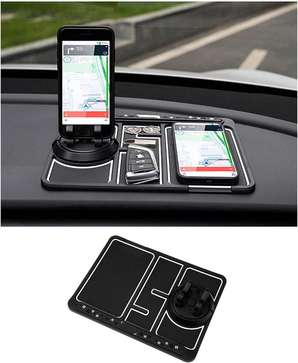 Non-slip Phone Pad for 4-in-1 Car, Glow in the Dark Dashboard Phone Mat with Temporary Parking Card Number Plate