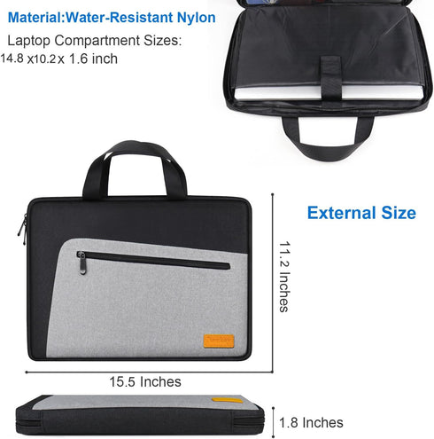 Laptop Sleeve, Slim Durable Notebook Protection Case for 14 15 15.4 Inch MacBook Pro HP Dell Acer Asus, Black/Grey