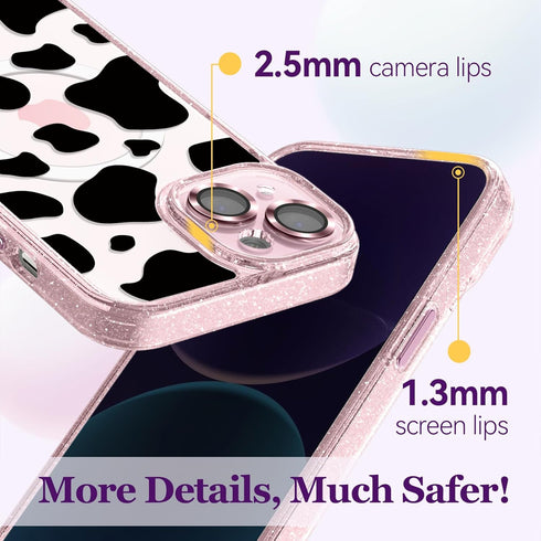 casevivid 15 6.1" Magnetic for iPhone Magsafe Case Cute Aesthetic - Glitter Pink Phone Case with Camera Protector