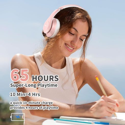 65H 6EQ 6.0 Uliptz Wireless Bluetooth Headphones, Playtime, Sound Modes, HiFi Stereo Over Ear Headphones