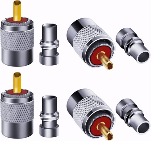 PL259 Coaxial Connectors 6 Pcs PL-259 UHF Male Solder Connector Plug with Reducer, Teflon Material 50ohm for RG59 RG8 RG8x LMR400 RG213 Coaxial Cable Compatiable with Ham Radio Antenna Fanbalunke by Fanbalunke