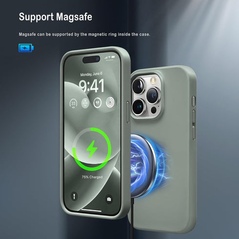 Shop SUANPOT Grey Liquid Silicone Case for iPhone 15 Pro Max 6.7", Shockproof, Soft Slim Gel Rubber, Anti-Scratch