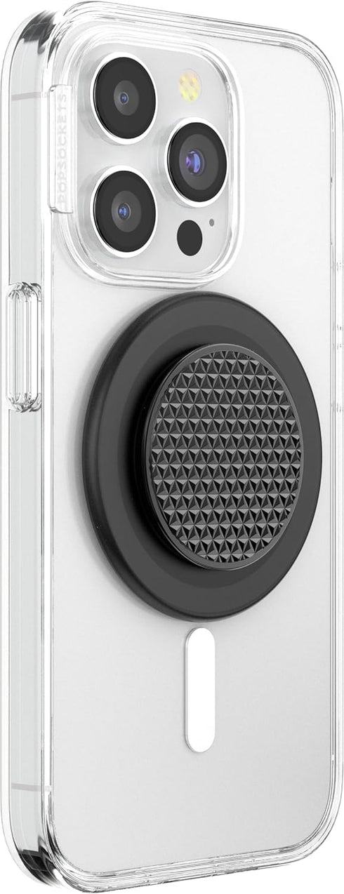 PopSockets Phone Grip Compatible with MagSafe, Phone Holder, Wireless Charging Compatible - Alum Triangle Knurled Black