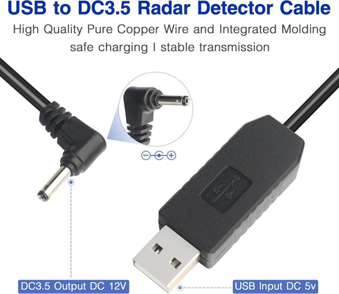 Radar Detector Power Cable for Cobra RAD350 380 450 480i 700i XRS9370 955 5300 9940