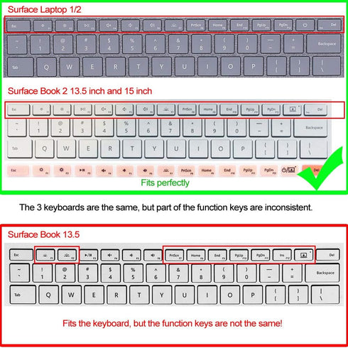 Keyboard Cover for Microsoft Surface Laptop 2017/Laptop 2 2018, Surface Book 2 13.5" and 15", Floral Silicone Skin